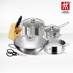 德国双立人Twin Nova III 中式炒锅9件套 厨房锅具刀具不锈钢厨具 不锈钢色